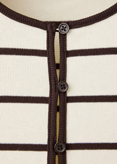 Stripped knit cardigan — Ecru 5