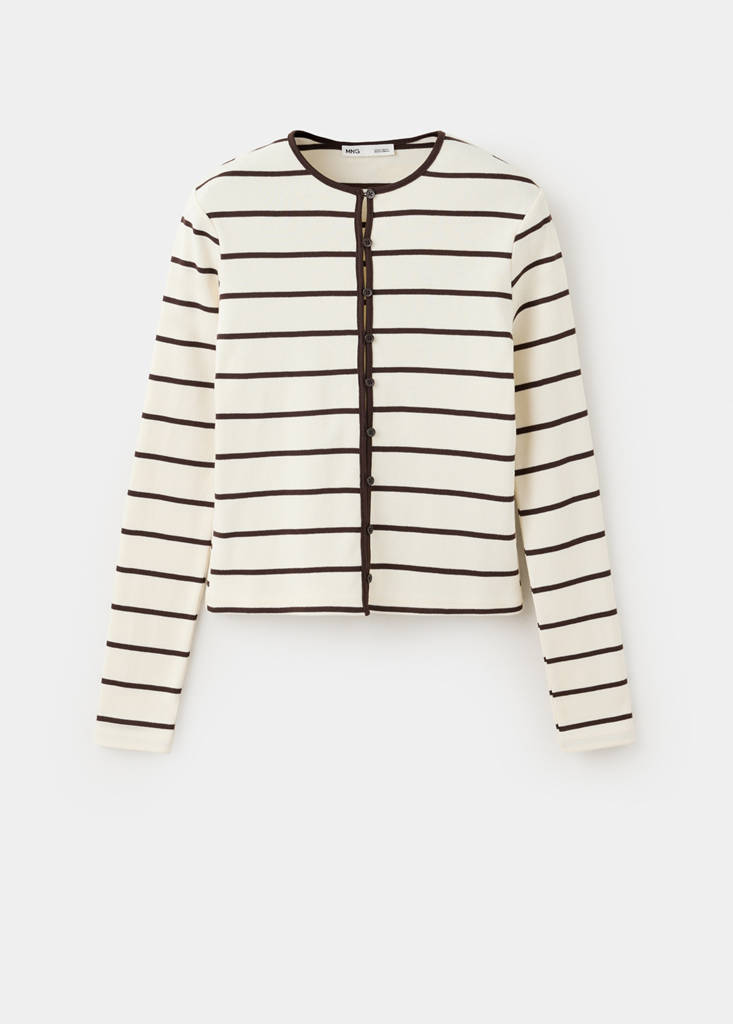 Stripped knit cardigan — Ecru