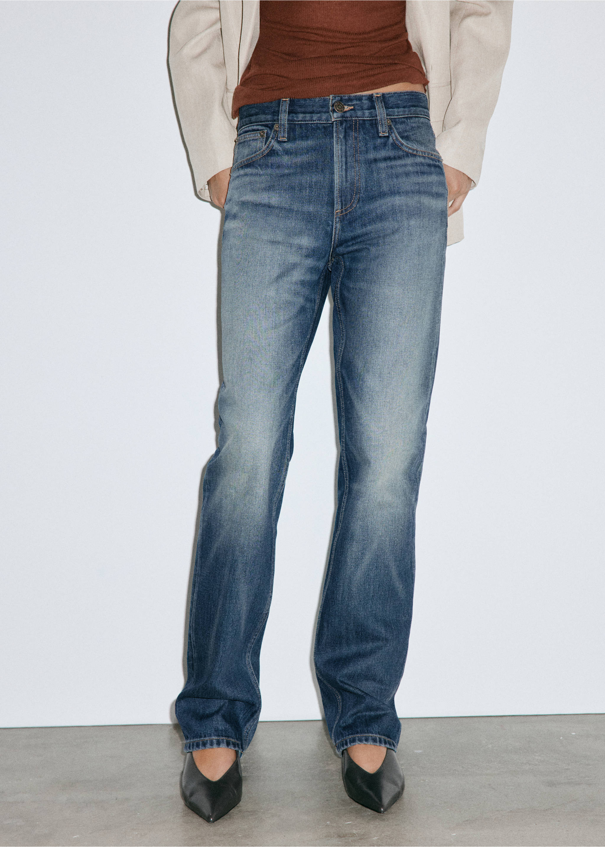 Mid-rise straight jeans - Medium plane, Dark Blue. Ref: 37044075-00.