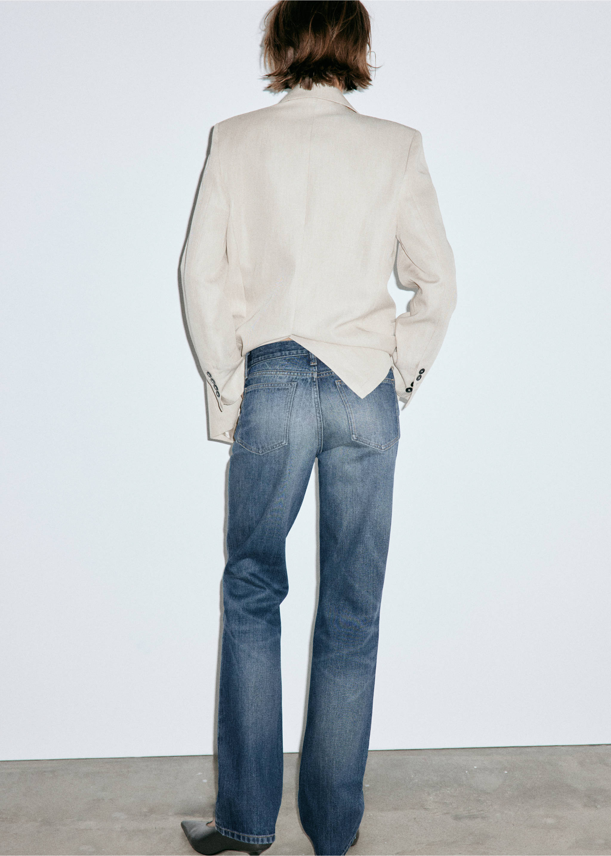 Mid-rise straight jeans - Reverse of the article, Dark Blue. Ref: 37044075-00.