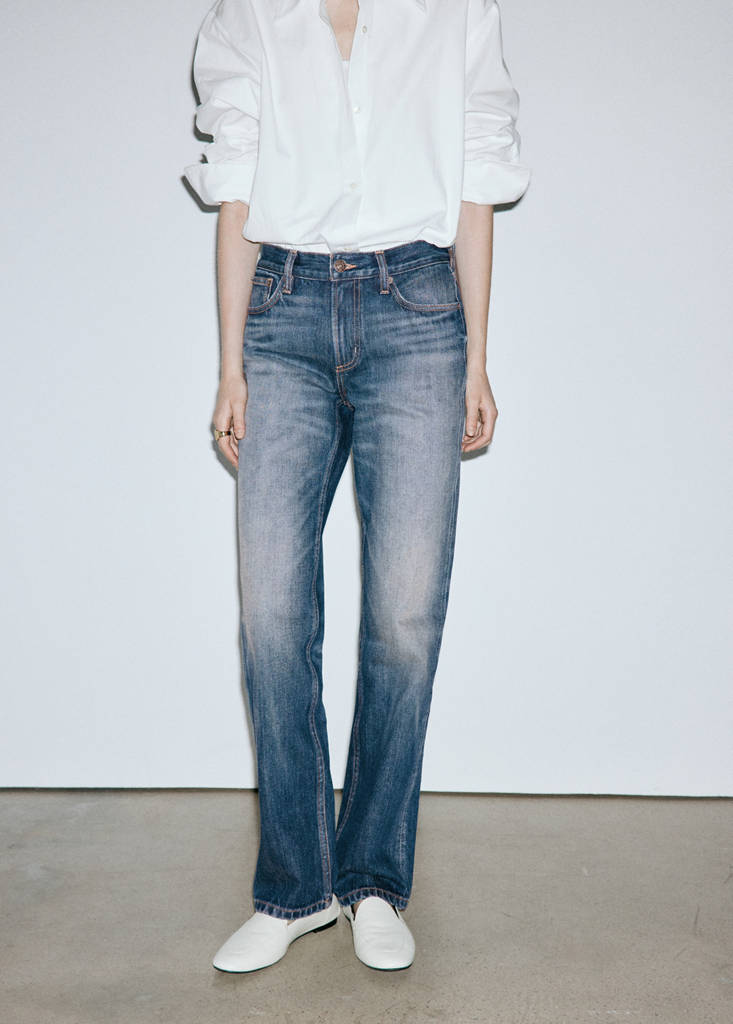 Mid-rise straight jeans — Dark Blue