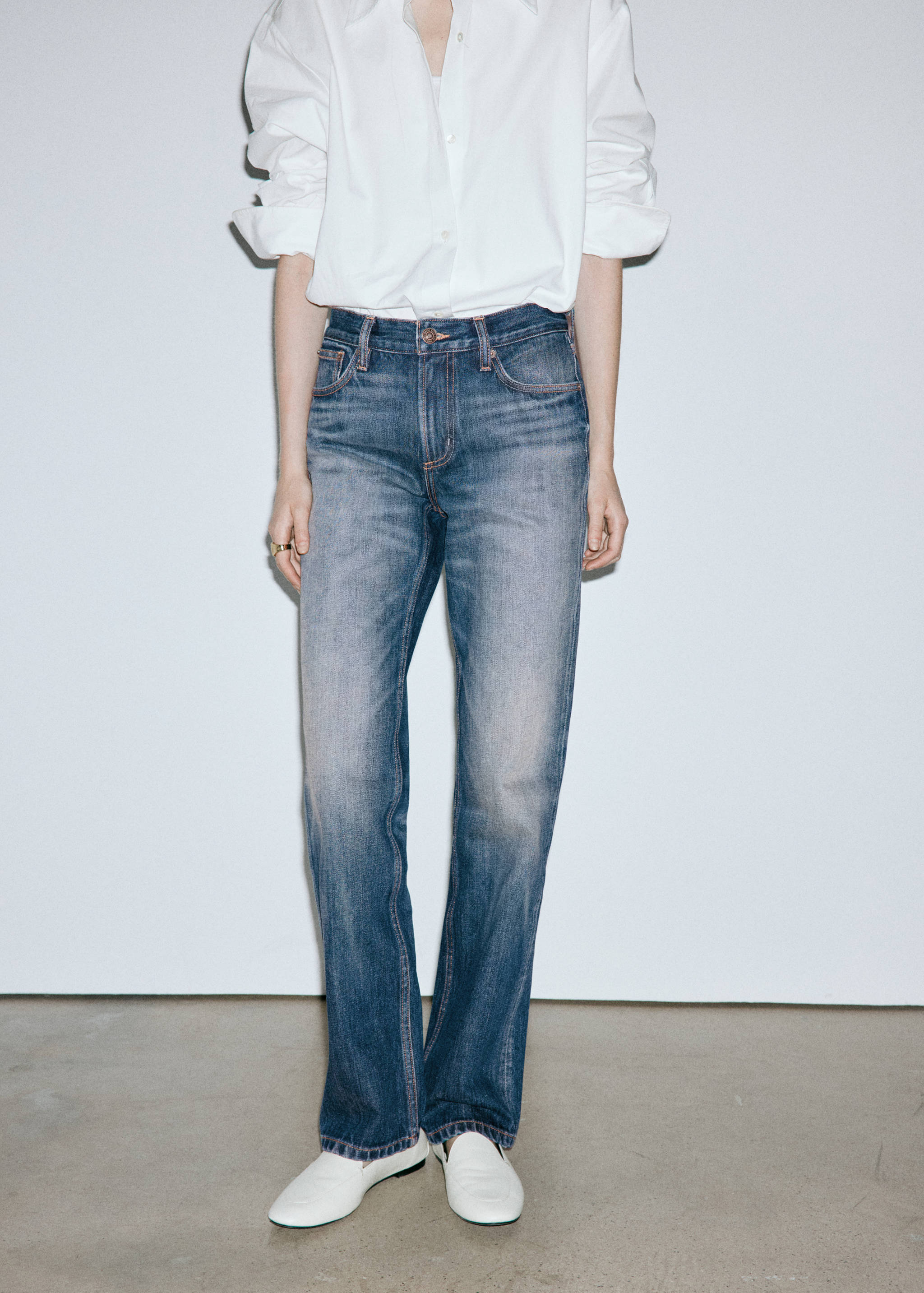 Mid-rise straight jeans - Medium plane