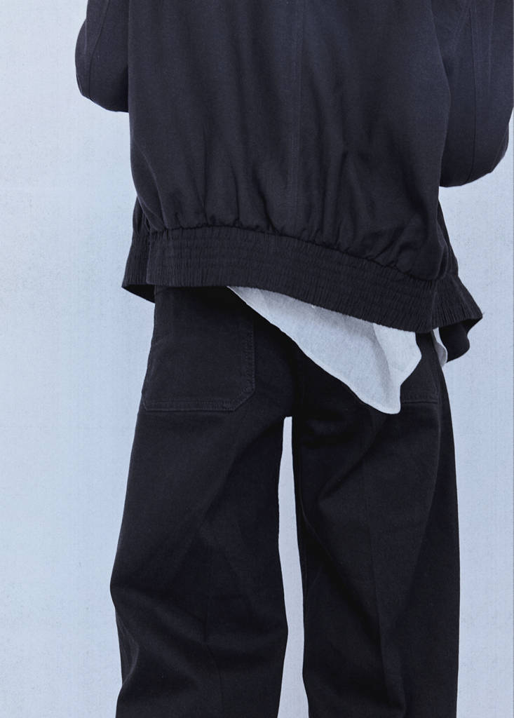 Wide-leg patch pocket jeans — Black denim