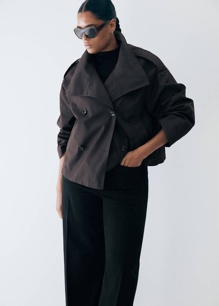 Wide-leg patch pocket jeans — Black denim