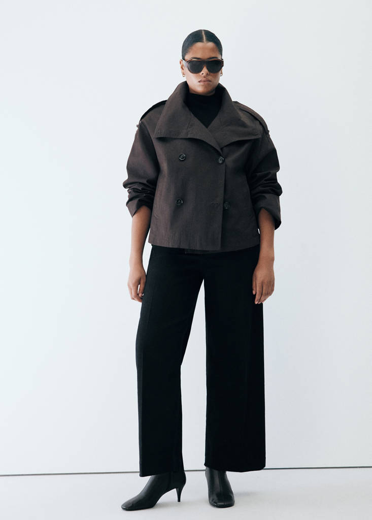Wide-leg patch pocket jeans — Black denim