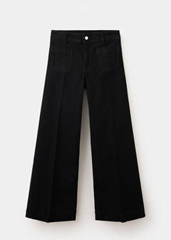 Wide-leg patch pocket jeans — Black denim 9