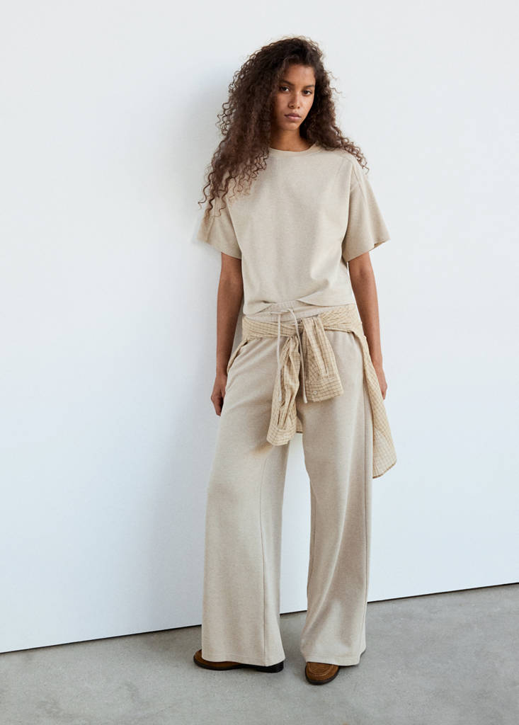 Mango T-shirt Détail Couture In Écru