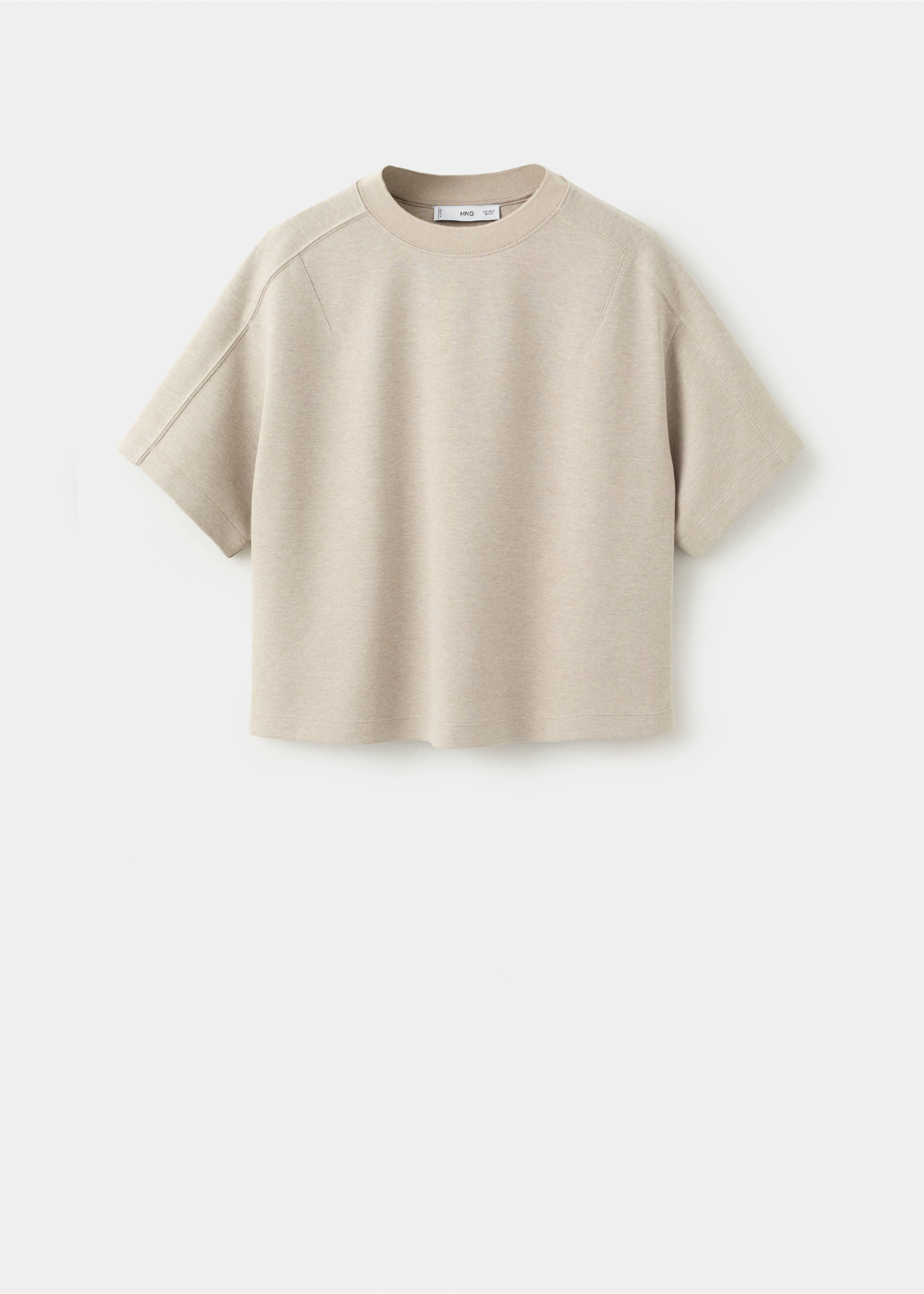 Seam detail T-shirt - Article without model, Ecru. Ref: 37044077-00.