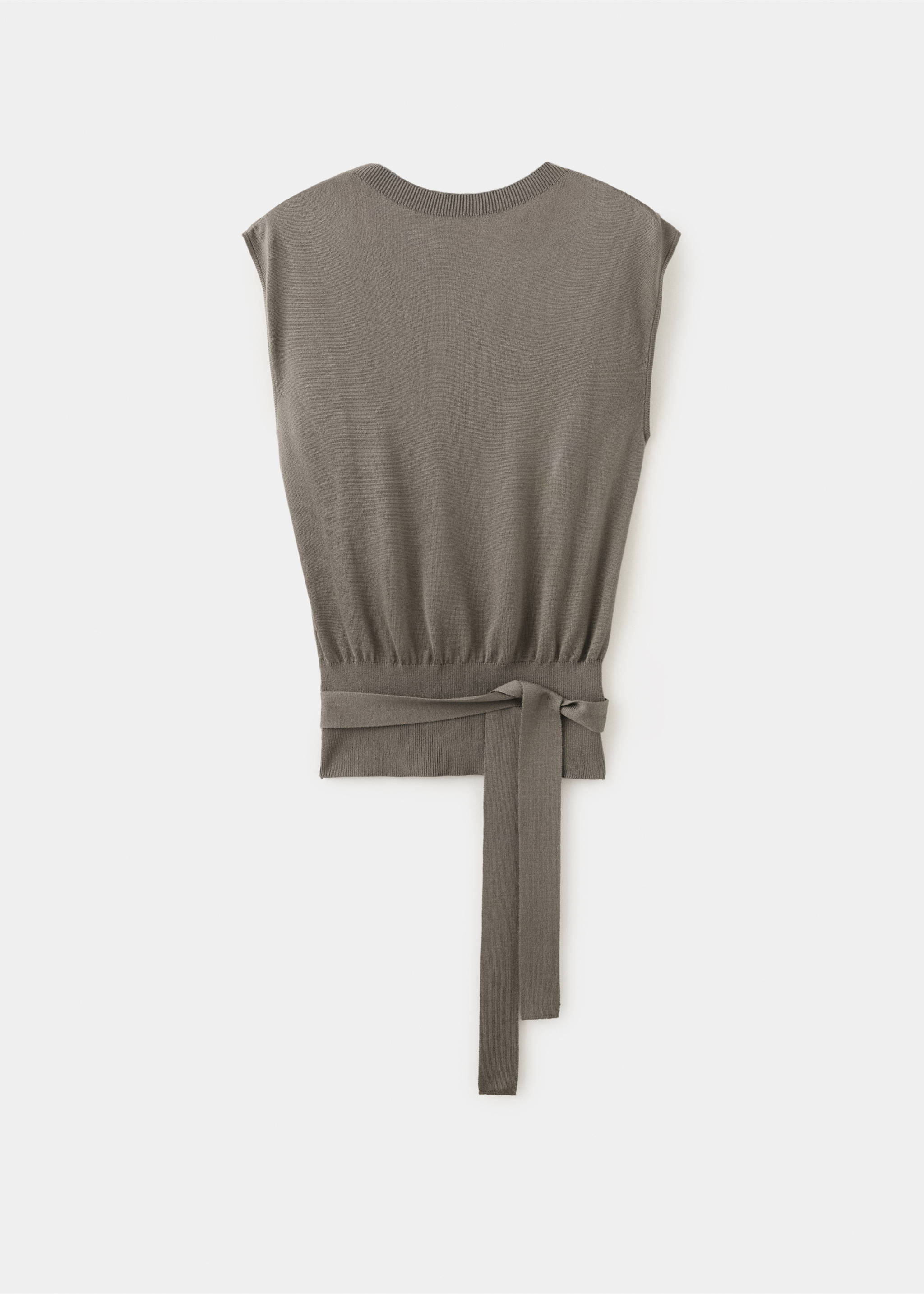 Belted knitted waistcoat - Article without model, Medium Brown. Ref: 37044078-00.