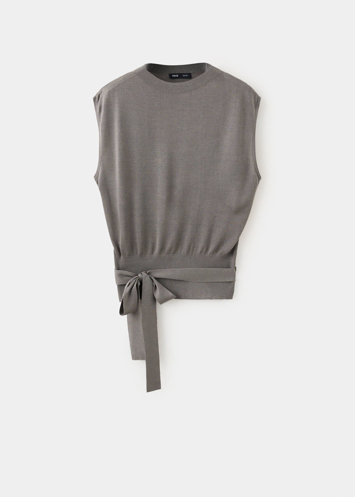 Belted knitted waistcoat — Medium Brown