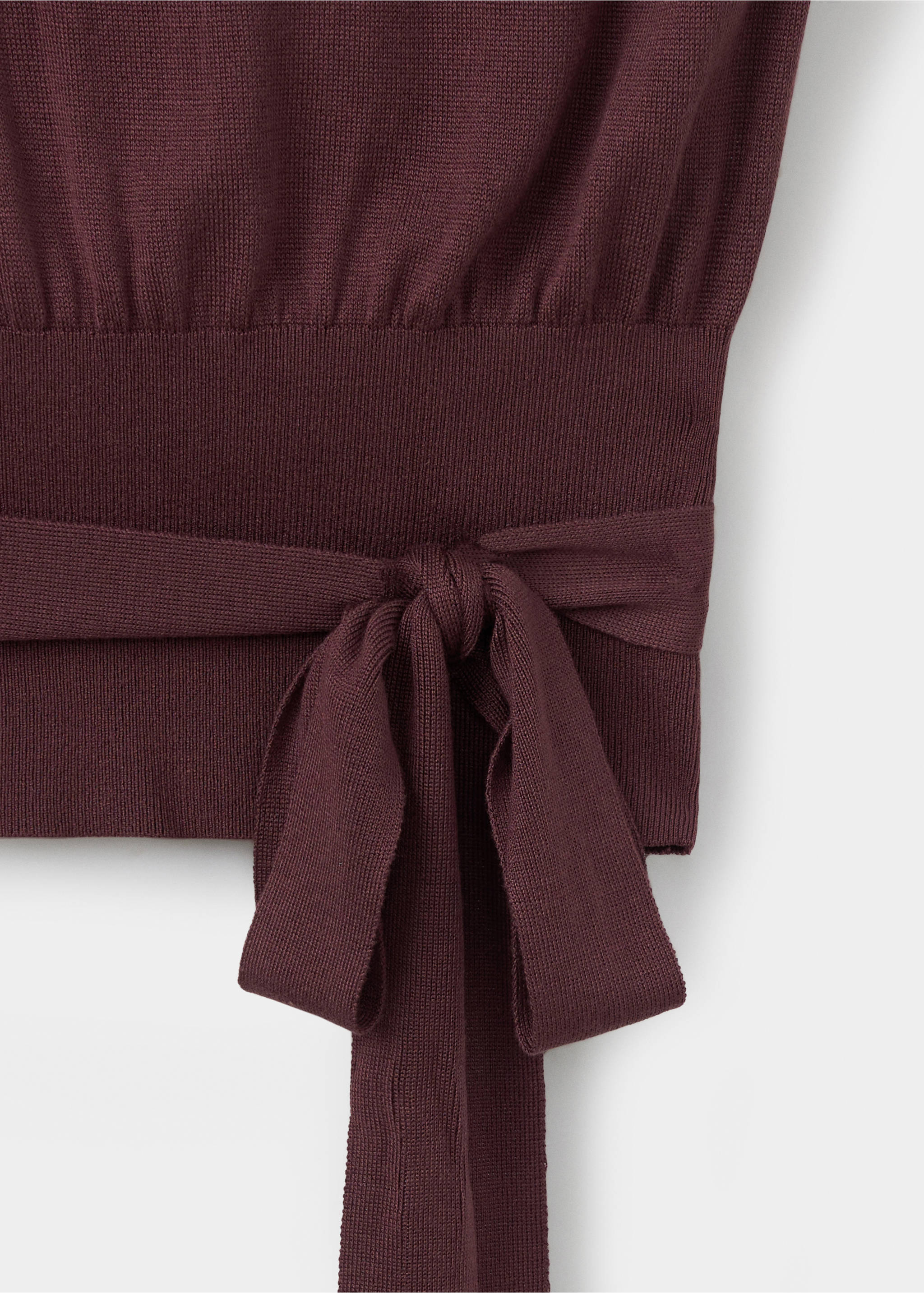 Belted knitted waistcoat - Details of the article 0, Burgundy. Ref: 37044078-00.