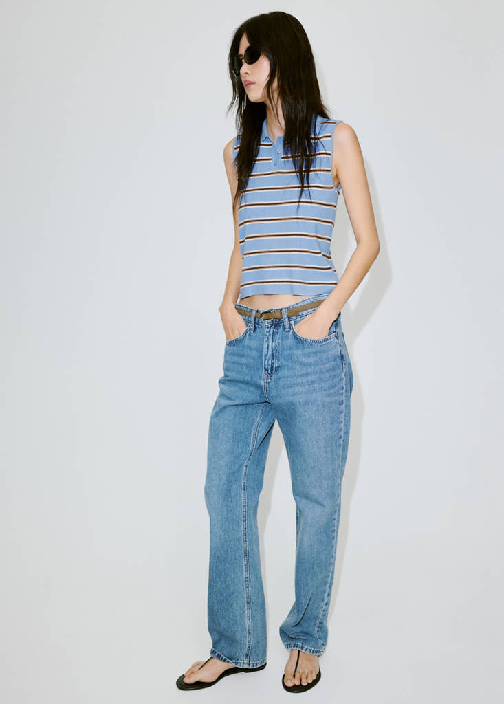 Ribbed striped gilet — Blue