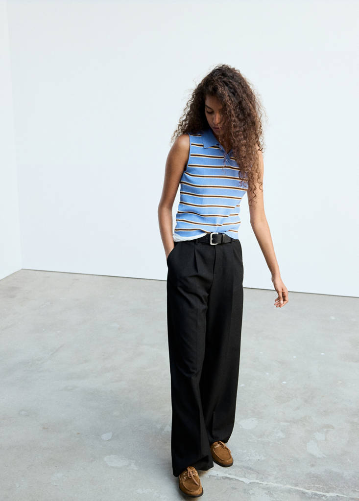 Ribbed striped gilet — Blue