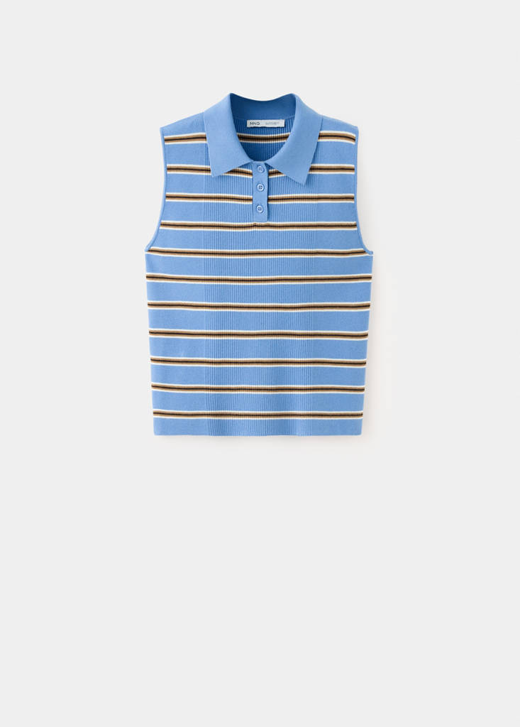 Ribbed striped gilet — Blue
