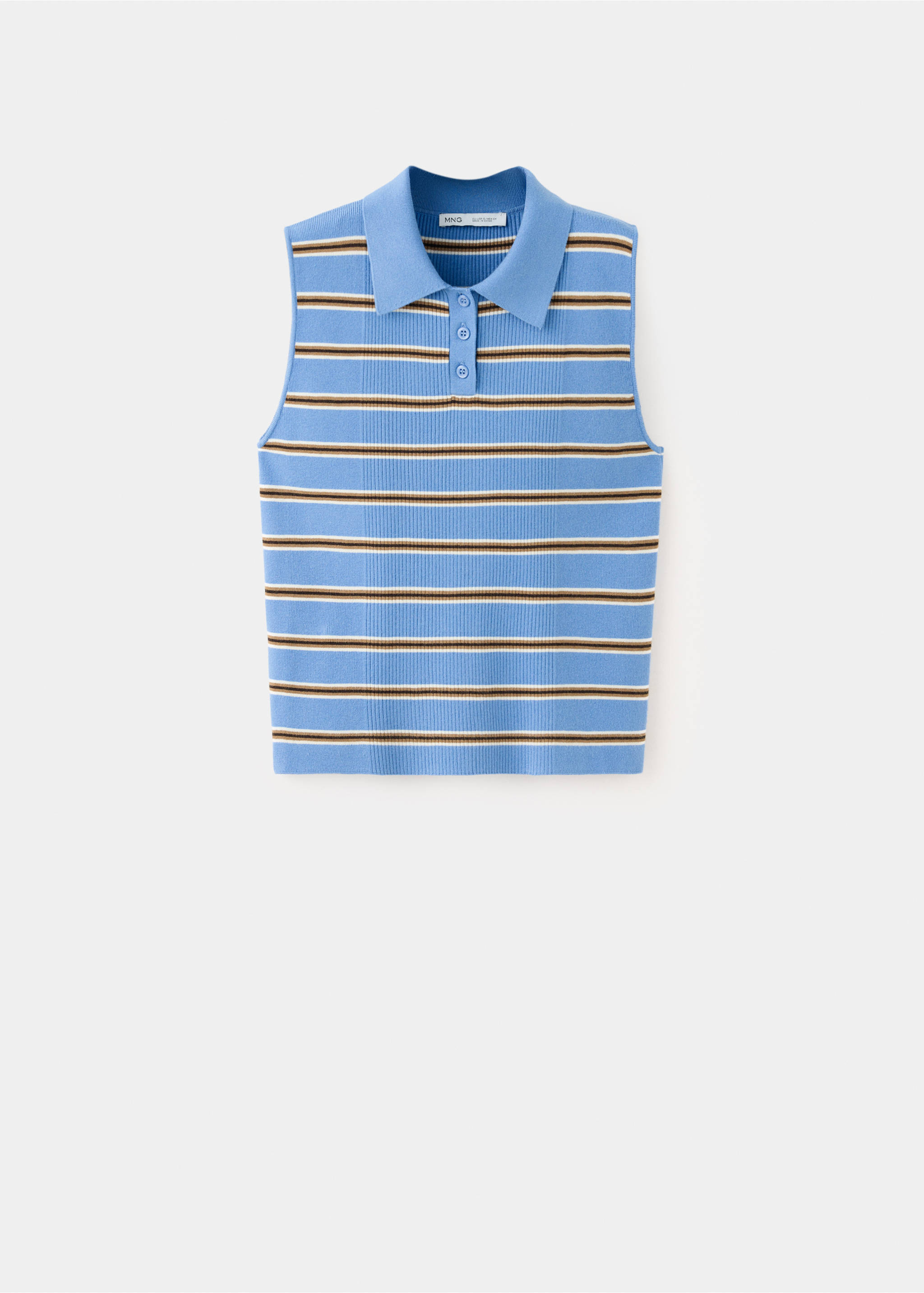 Striped ribbed vest - Artikel zonder model, Blauw. Ref: 37044079-00.