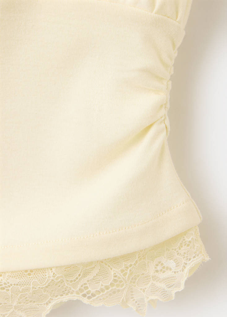 Ruched lace top — Ecru