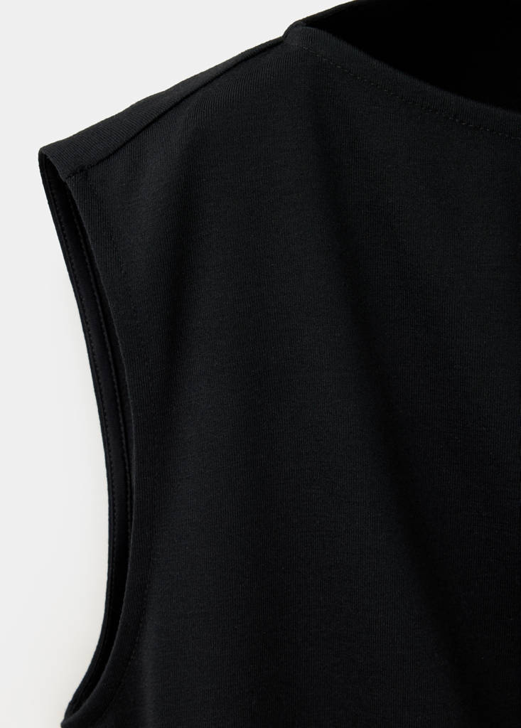 Ruched lace top — Black