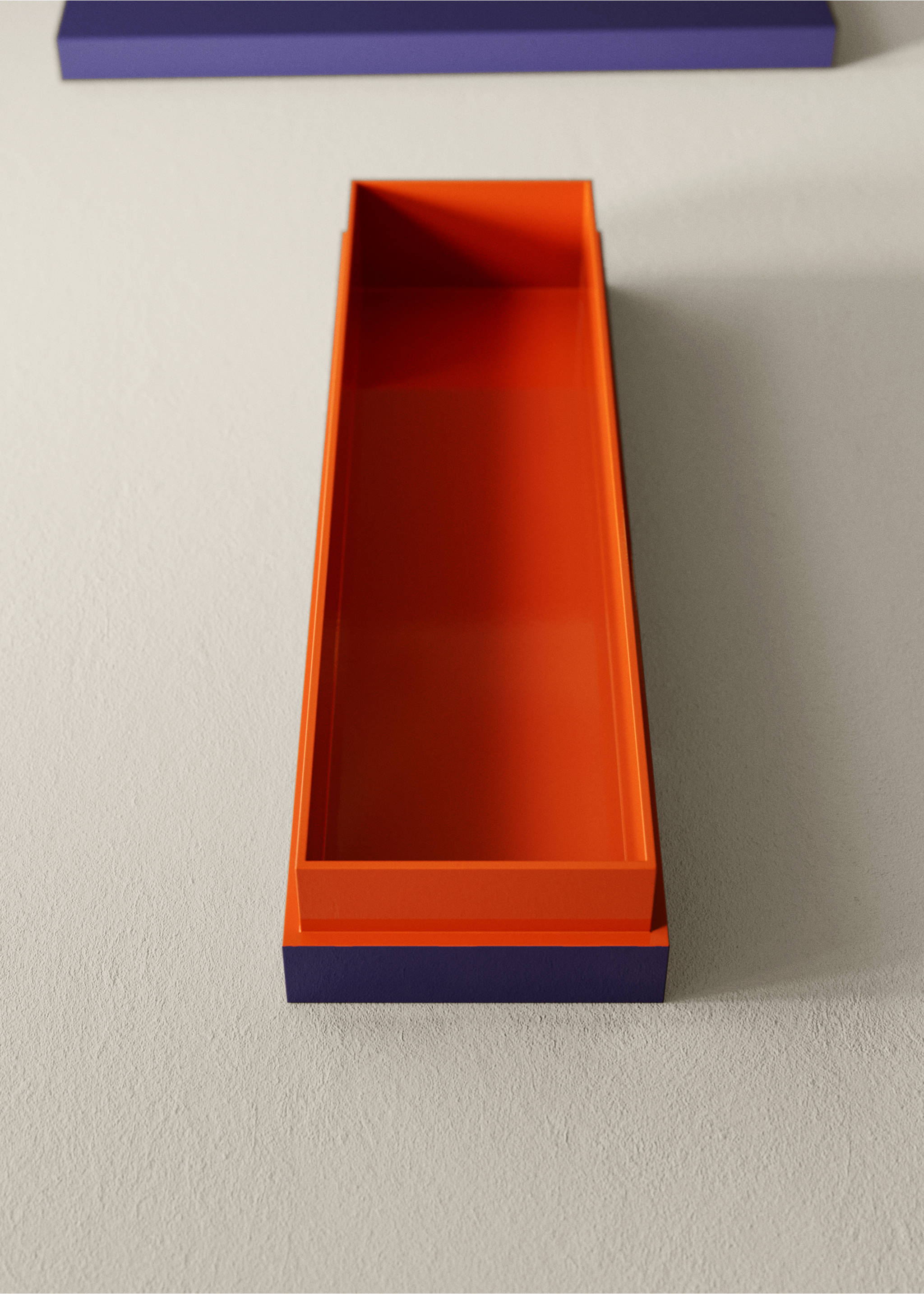 Medium-sized elongated two-tone lacquered box - General plane, Blue. Ref: 37044081-00.