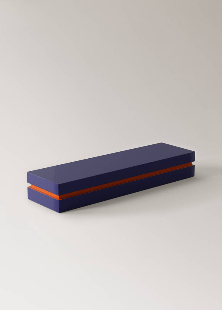 Medium-sized elongated two-tone lacquered box — Blue