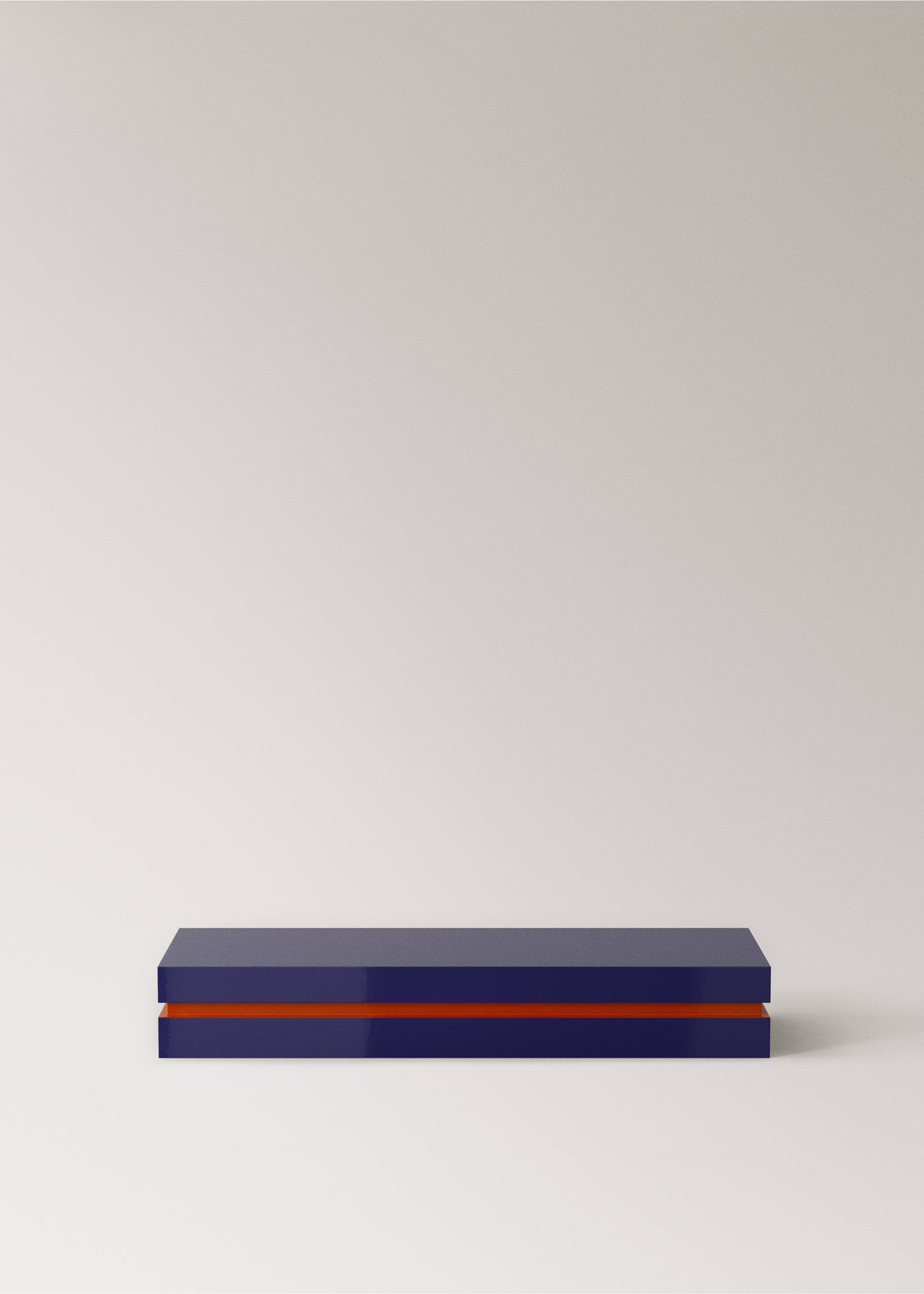 Medium-sized elongated two-tone lacquered box - Article without model, Blue. Ref: 37044081-00.