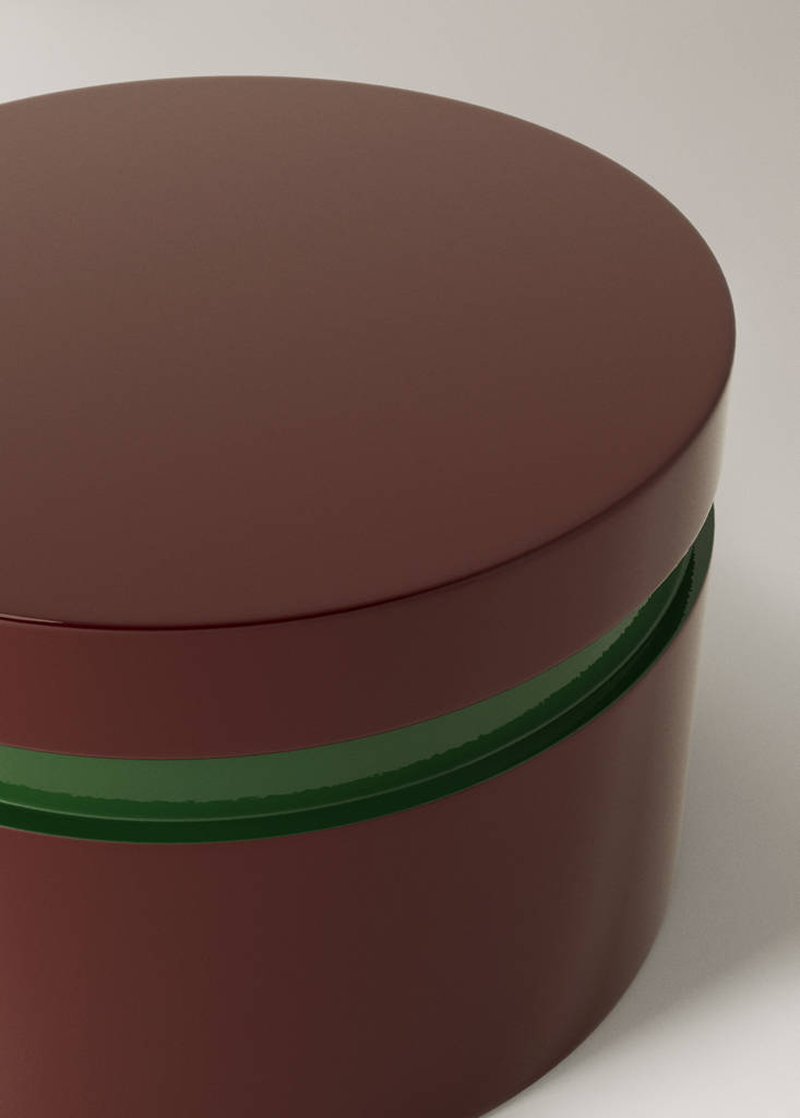 Small round bicolour lacquered box — Burgundy