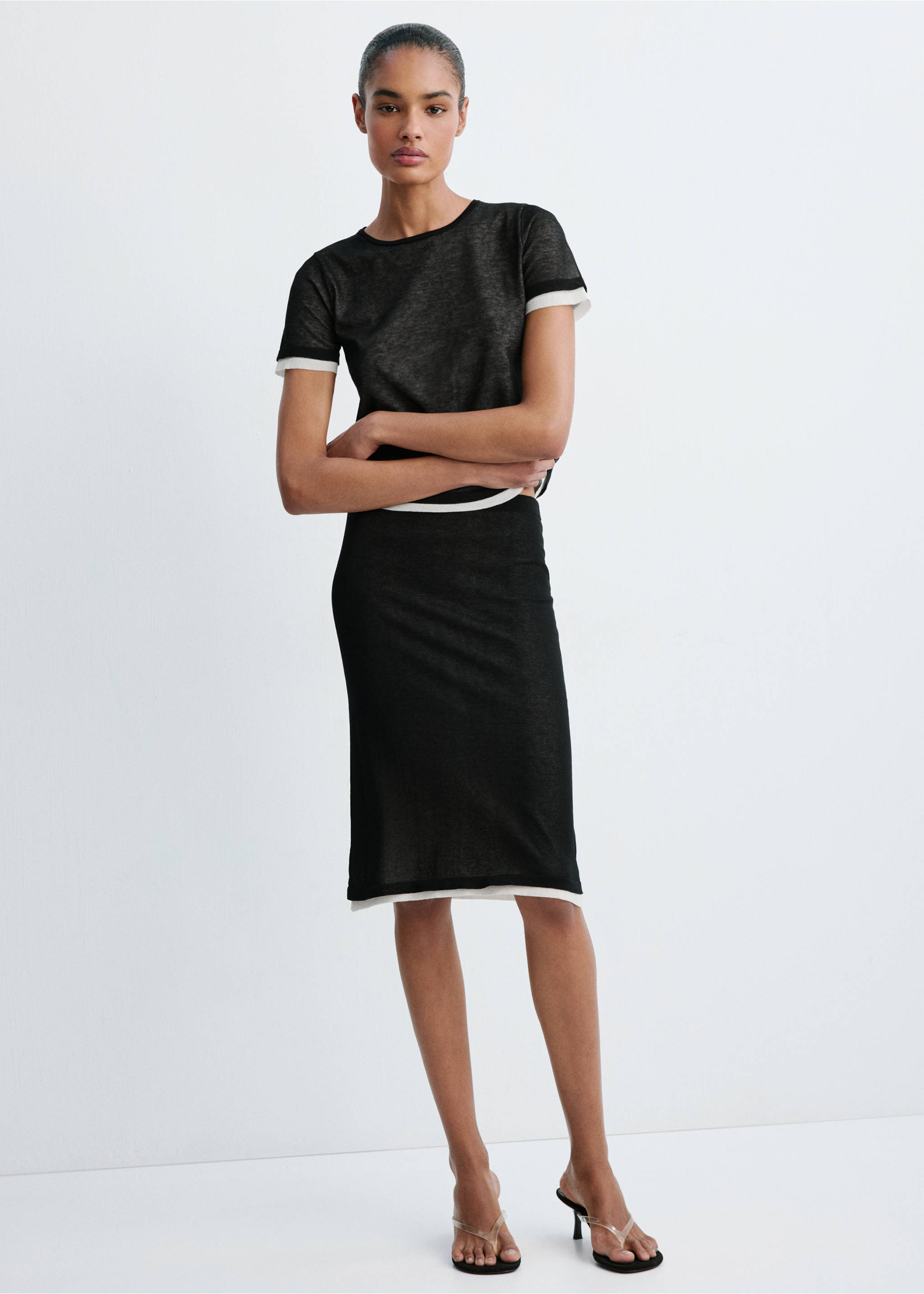 Short-sleeved combined sweater - General plane, Black. Ref: 37044086-00.