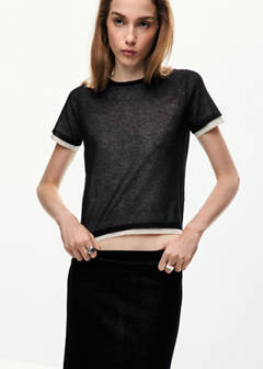 Short-sleeved combined sweater — Black 1