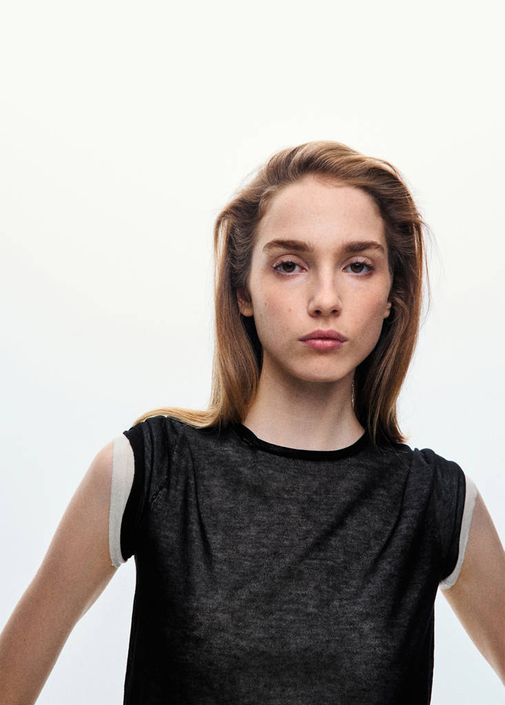 Short-sleeved combined sweater — Black