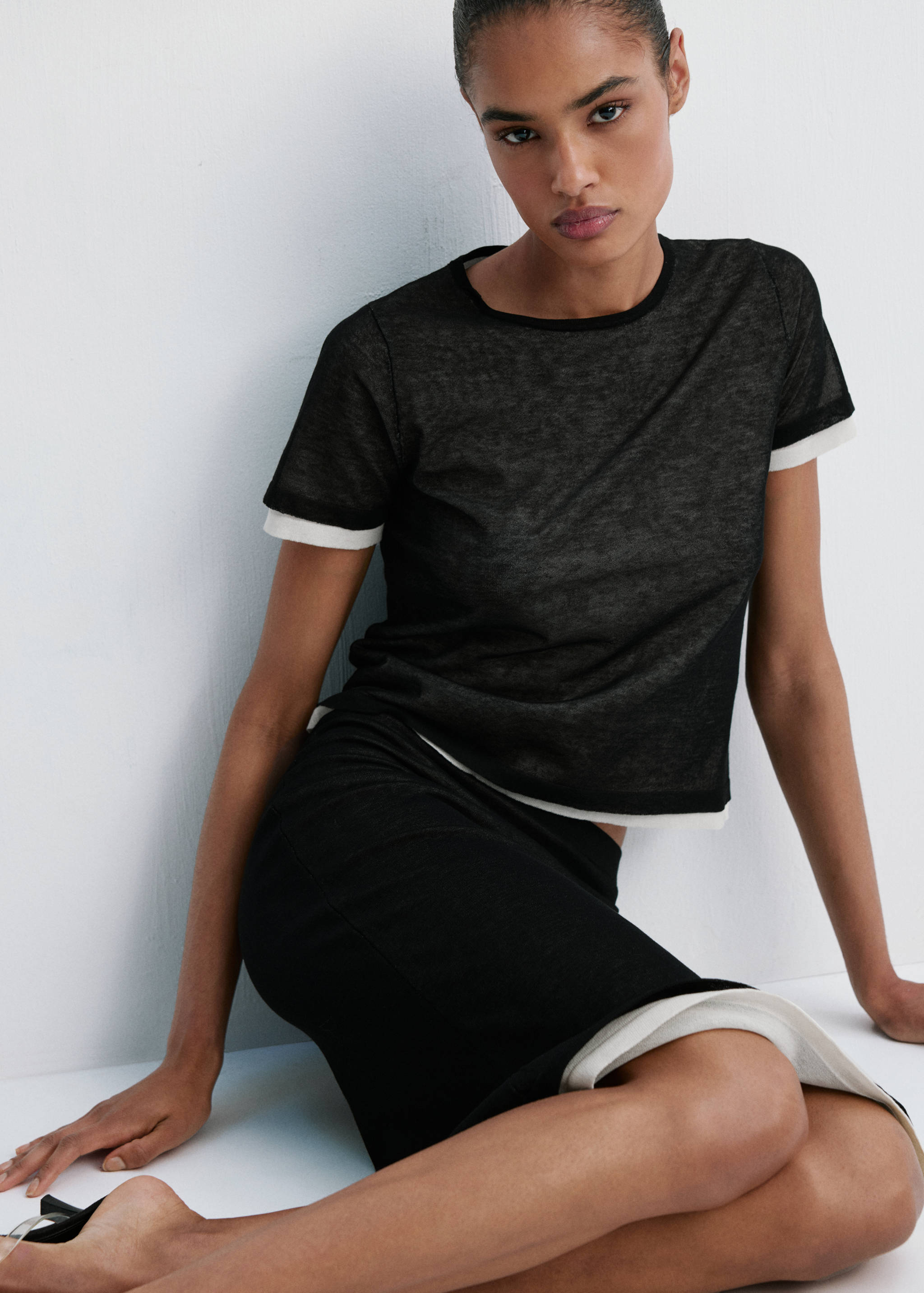Short-sleeved combined sweater - Details of the article 1