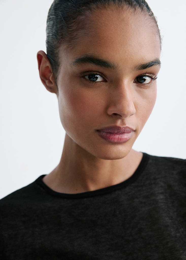 Short-sleeved combined sweater — Black