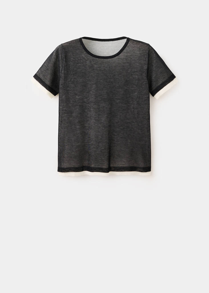 Short-sleeved combined sweater — Black