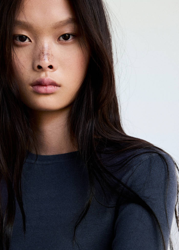 Ruched fine-knit sweater — Petrol Blue