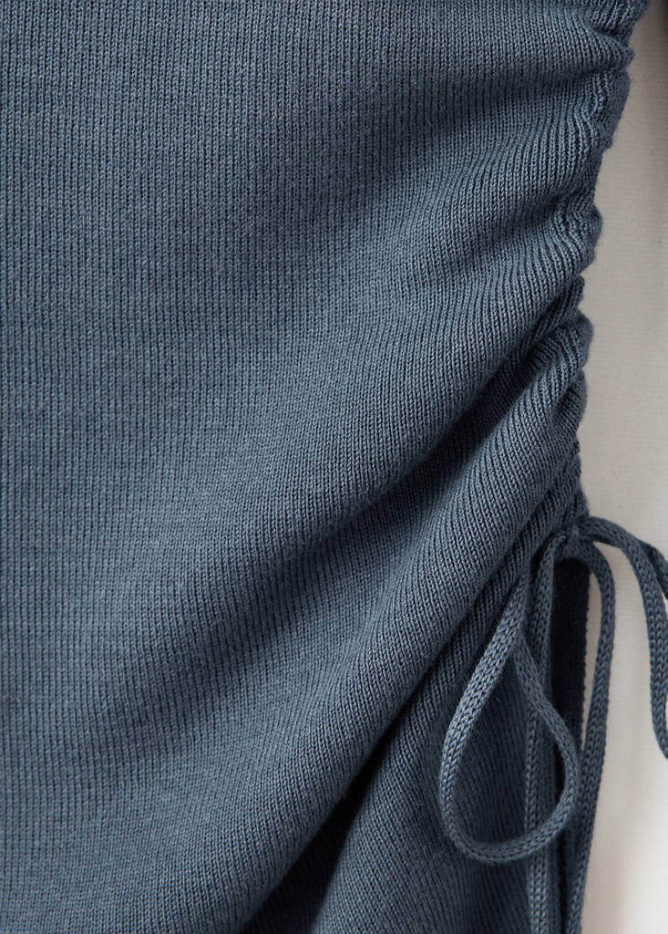 Ruched fine-knit sweater — Petrol Blue