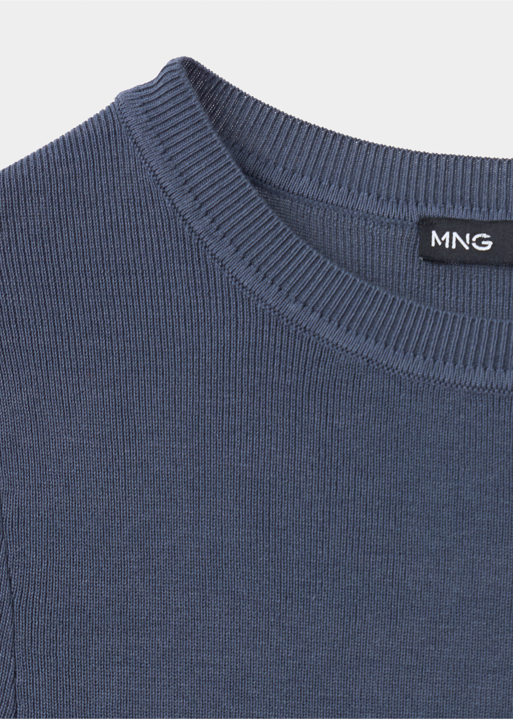 Ruched fine-knit sweater - Details of the article 8, Petrol Blue. Ref: 37044087-00.
