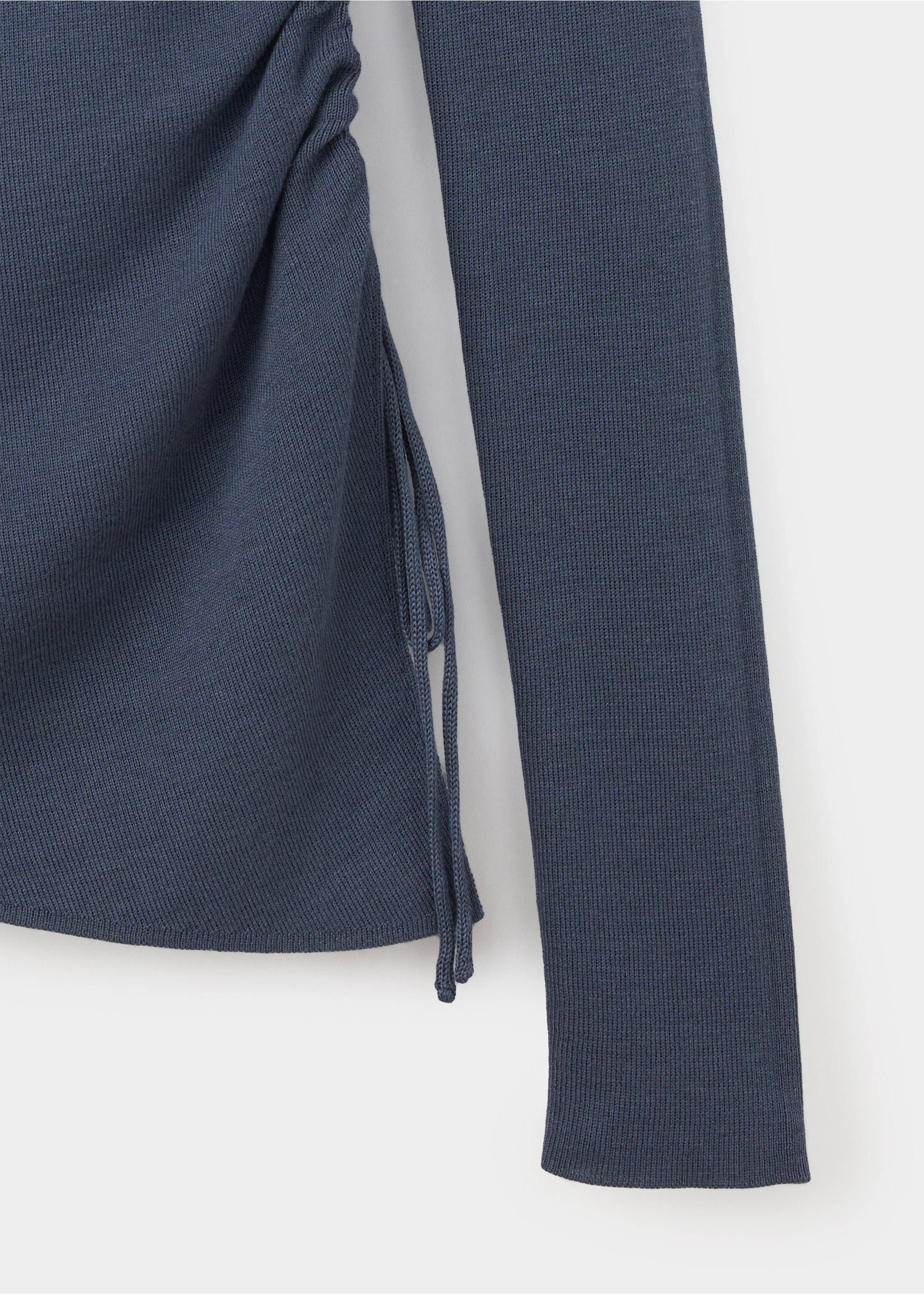 Ruched fine-knit sweater - Details of the article 0, Petrol Blue. Ref: 37044087-00.