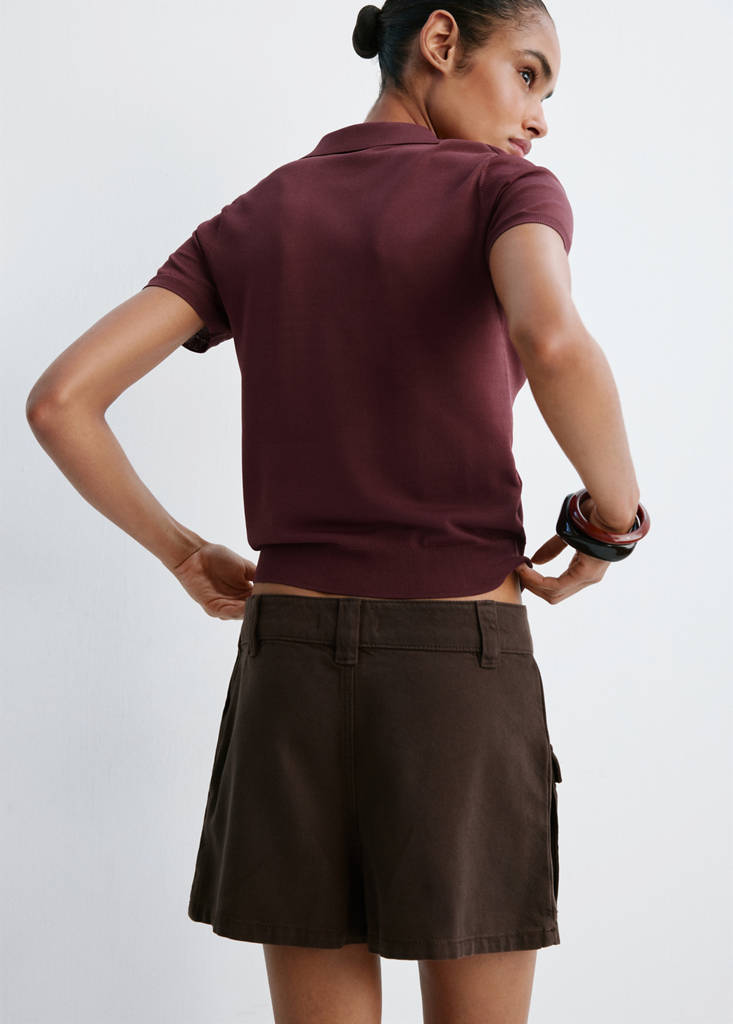 Fine knit polo neck sweater — Maroon
