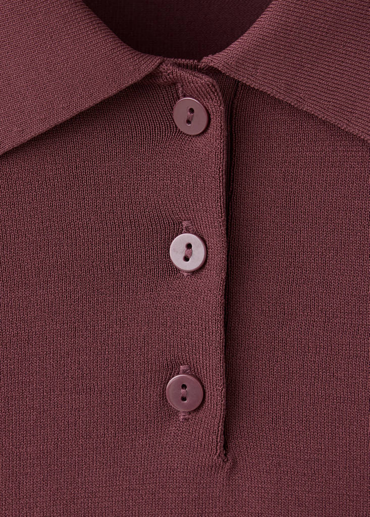 Fine knit polo neck sweater — Maroon