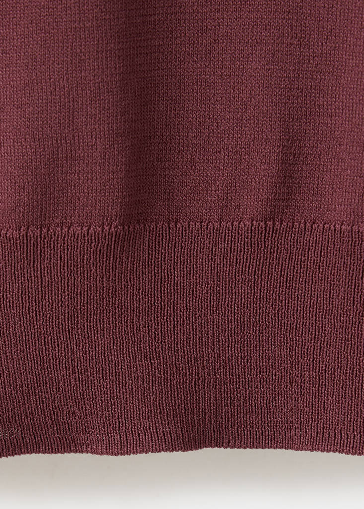 Fine knit polo neck sweater — Maroon