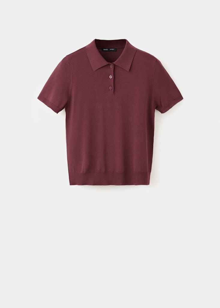 Fine knit polo neck sweater — Maroon