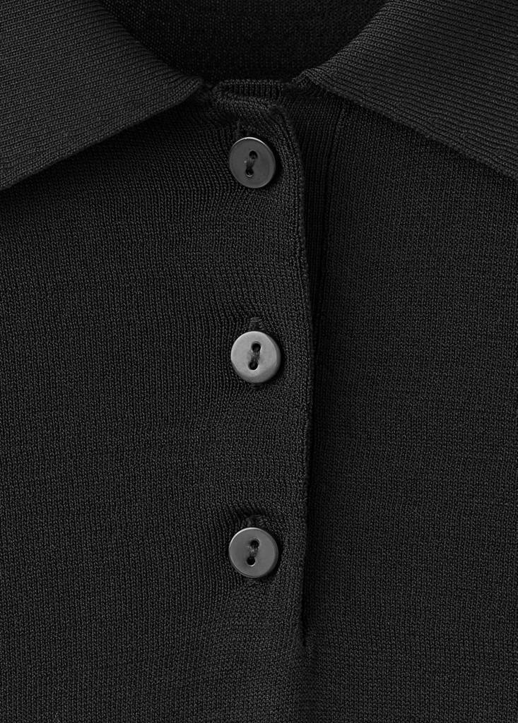Fine knit polo neck sweater — Black