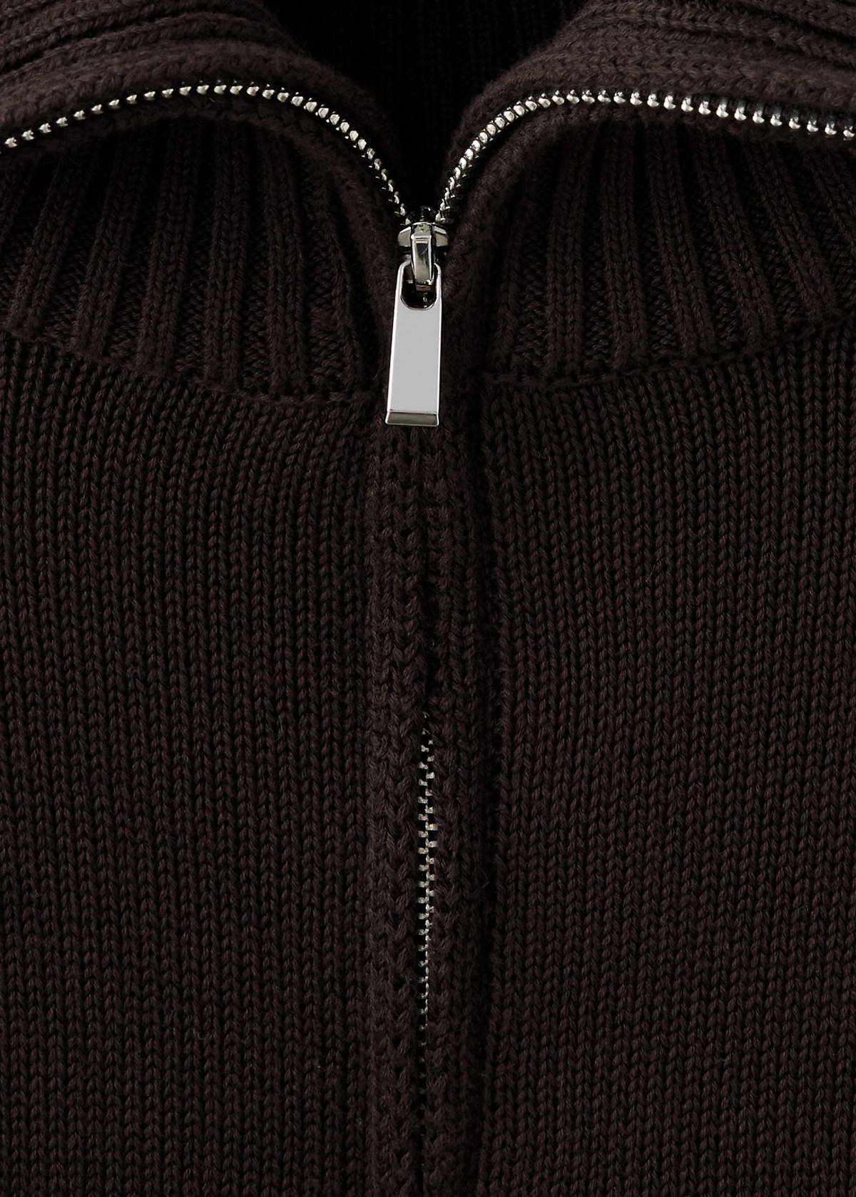 Striped sweater with zip — Brown