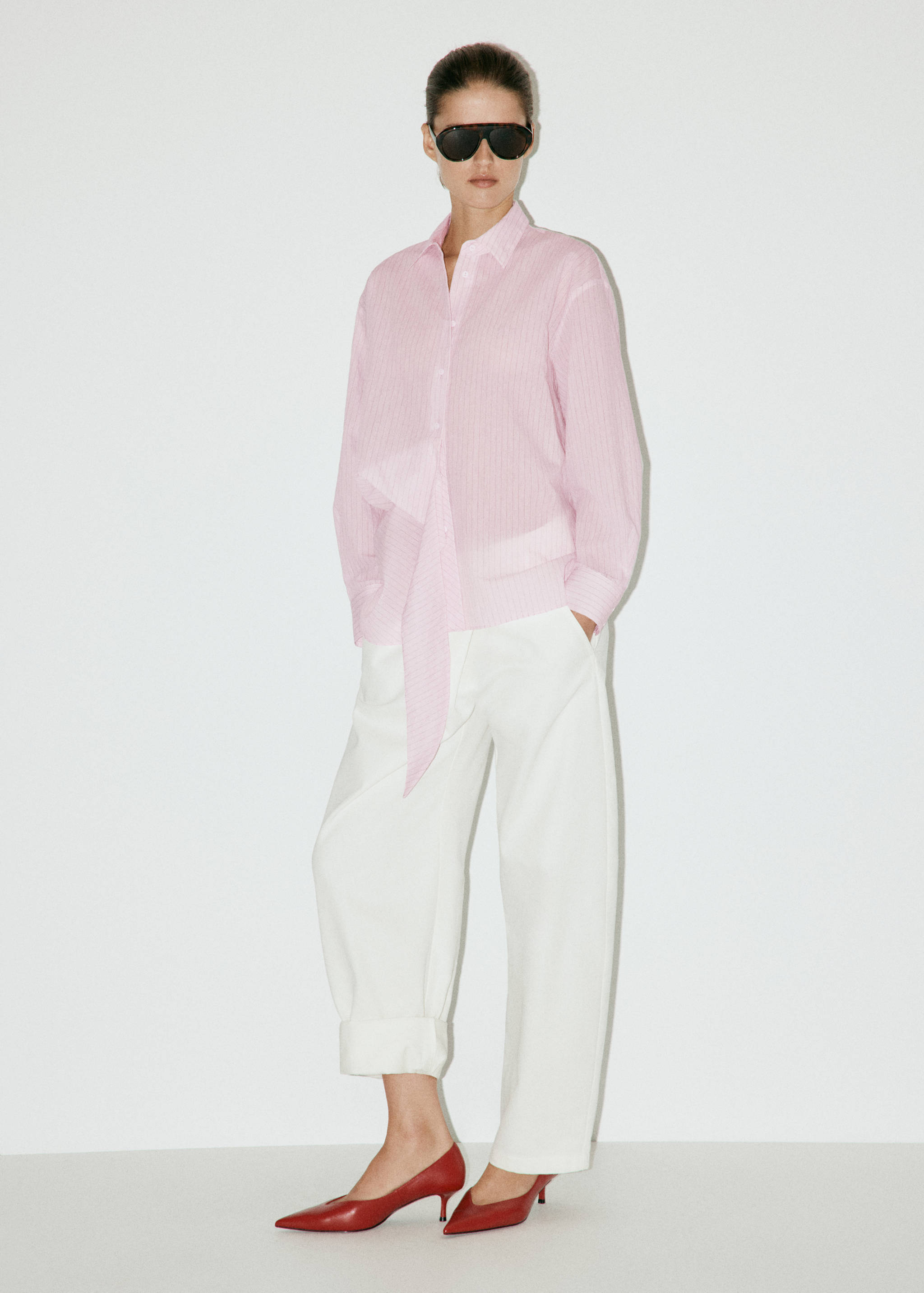 Striped shirt with bow detail - General plane