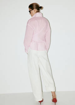 Striped blouse with bow detail — Pink 3