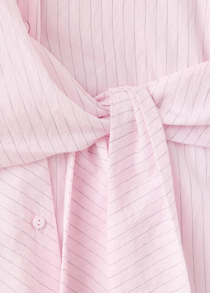 Striped blouse with bow detail — Pink