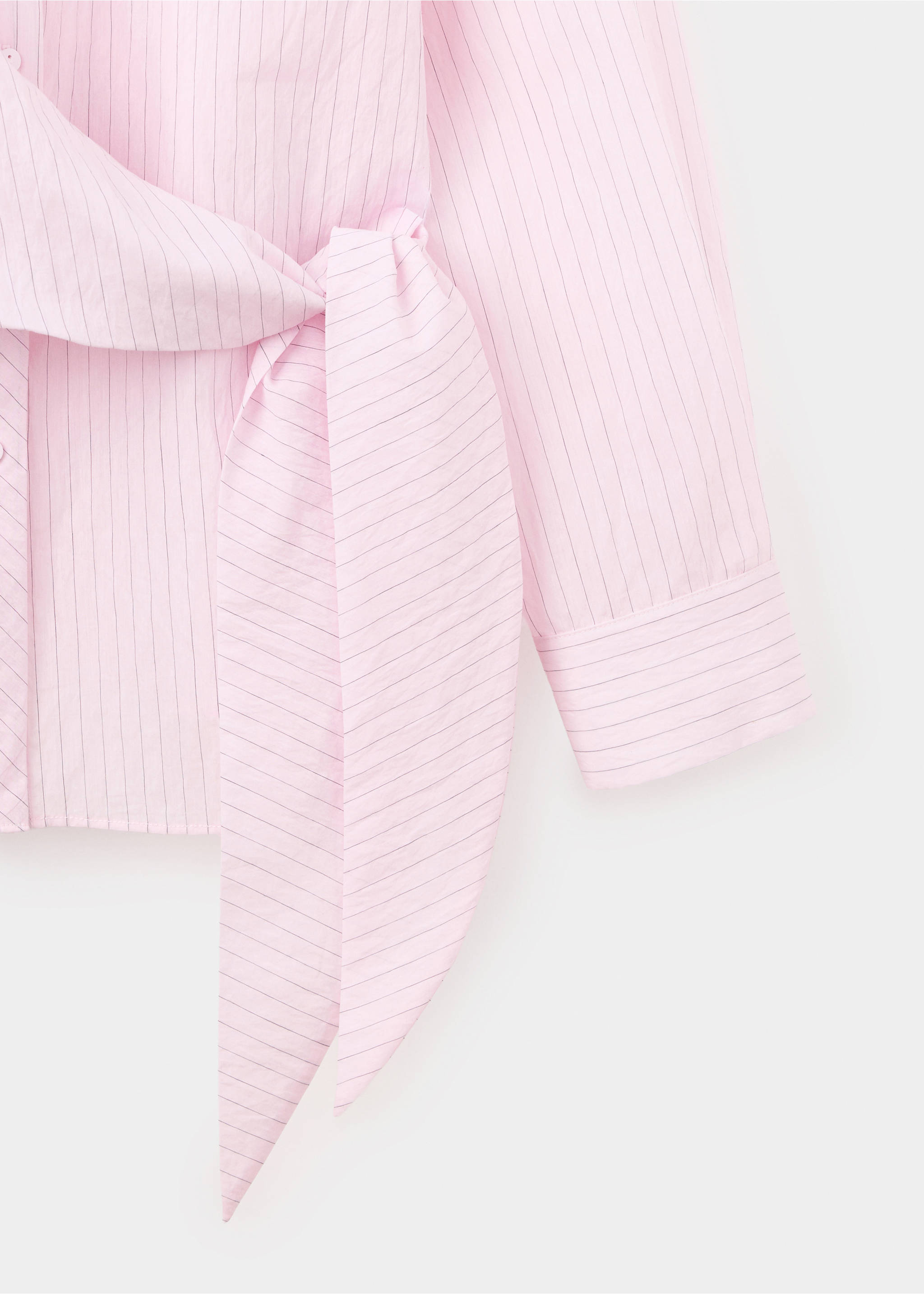 Striped shirt with bow detail - Details of the article 0, Pink. Ref: 37044090-00.