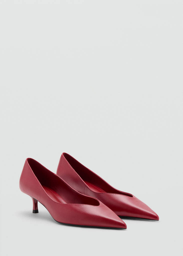 Kitten heel pointed toe shoe — Red