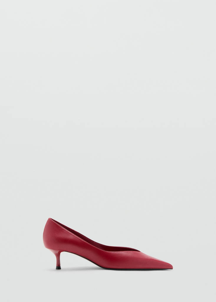 Kitten heel pointed toe shoe — Red