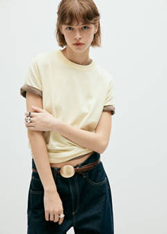 Striped fine knit sweater — Pastel Yellow 1