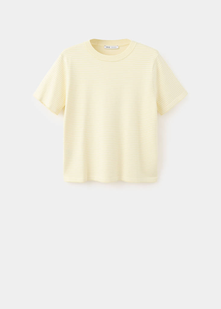 Striped fine knit sweater — Pastel Yellow