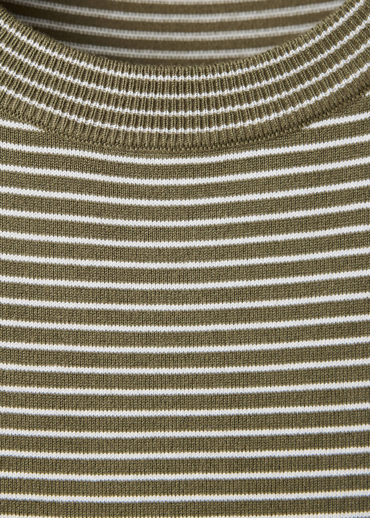 Striped fine knit sweater — Khaki
